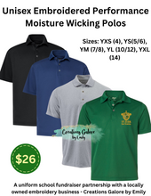 Load image into Gallery viewer, St. Jude's Embroidered Unisex Performance Moisture Wicking Polos *Runs Big*