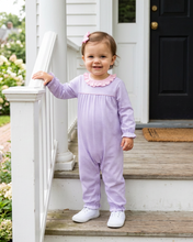 Load image into Gallery viewer, Audrey Romper - Lavender Stripe & Light Pink