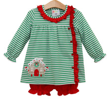 Load image into Gallery viewer, Christmas Cottage Ruffle Bloomer Set