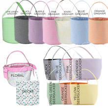 Load image into Gallery viewer, *PRE-ORDER* Embroidered Gingham/Seersucker Buckets for any holiday
