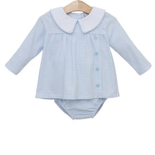 Load image into Gallery viewer, Liam Diaper Set - Light Blue Windowpane