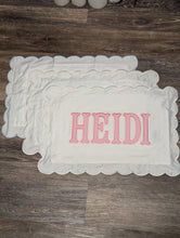 Load image into Gallery viewer, Personalized 12x20 Scalloped Pillow Cover (PREORDER 4-6 WEEK TAT)
