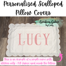 Load image into Gallery viewer, Personalized 12x20 Scalloped Pillow Cover (PREORDER 4-6 WEEK TAT)
