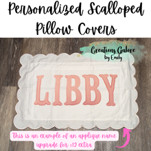 Load image into Gallery viewer, Personalized 12x20 Scalloped Pillow Cover (PREORDER 4-6 WEEK TAT)