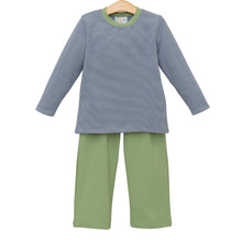 Load image into Gallery viewer, Thomas Pants Set - Dusty Blue Stripe & Sage