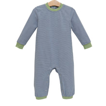Load image into Gallery viewer, Thomas Romper - Dusty Blue Stripe & Sage