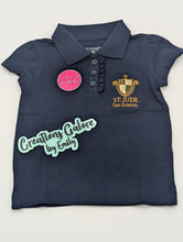 Load image into Gallery viewer, St. Jude's Embroidered Girls Ruffle Short Sleeve Soft Pique Polos