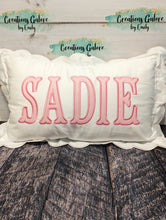 Load image into Gallery viewer, Personalized 12x20 Scalloped Pillow Cover (PREORDER 4-6 WEEK TAT)