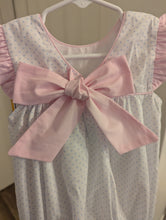 Load image into Gallery viewer, Baby Blue Bitty Dot Scalloped Collar Bubble with Pink Accents