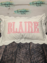 Load image into Gallery viewer, Personalized 12x20 Scalloped Pillow Cover (PREORDER 4-6 WEEK TAT)