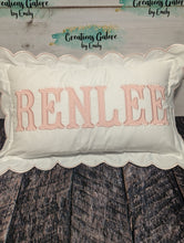 Load image into Gallery viewer, Personalized 12x20 Scalloped Pillow Cover (PREORDER 4-6 WEEK TAT)