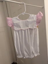 Load image into Gallery viewer, Baby Blue Bitty Dot Scalloped Collar Bubble with Pink Accents