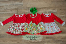 Load image into Gallery viewer, LTC Girls Christmas Ruffle Dress *Multiple Prints*