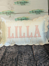 Load image into Gallery viewer, Personalized 12x20 Scalloped Pillow Cover (PREORDER 4-6 WEEK TAT)