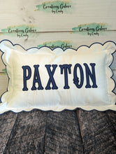 Load image into Gallery viewer, Personalized 12x20 Scalloped Pillow Cover (PREORDER 4-6 WEEK TAT)
