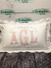 Load image into Gallery viewer, Personalized 12x20 Scalloped Pillow Cover (PREORDER 4-6 WEEK TAT)
