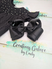 Load image into Gallery viewer, *PRE-ORDER* Made to Match Bow for Black Swiss Dot Smocks