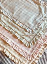 Load image into Gallery viewer, Personalized 12x20 Gingham Ruffled Edge Pillow Cover (PREORDER 4-6 WEEK TAT)