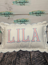 Load image into Gallery viewer, Personalized 12x20 Scalloped Pillow Cover (PREORDER 4-6 WEEK TAT)
