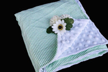 Load image into Gallery viewer, Embroidered Crib-Sized Seersucker Minky Blanket