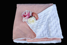 Load image into Gallery viewer, Embroidered Crib-Sized Seersucker Minky Blanket