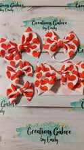 Load image into Gallery viewer, Valentine's Red Hearts on White Background Print Headwraps & Bows