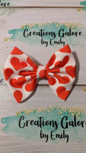 Load image into Gallery viewer, Valentine's Red Hearts on White Background Print Headwraps & Bows