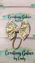 Load image into Gallery viewer, Mardi Gras Dots Beads Print Headwraps & Bows