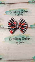 Load image into Gallery viewer, Valentine's Black/White Stripe with Red Hearts Print Headwraps & Bows