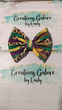 Load image into Gallery viewer, Mardi Gras Leopard Cheetah Paint Smear Print Headwraps & Bows