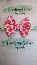 Load image into Gallery viewer, Valentine's Kiss Red Lips on White Background Print Headwraps & Bows