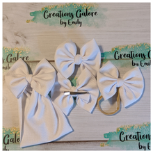 Load image into Gallery viewer, White Solid Bullet Headwraps & Bows