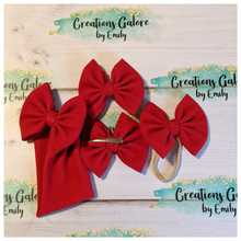 Load image into Gallery viewer, Red Solid Bullet Headwraps & Bows