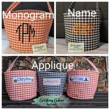 Load image into Gallery viewer, *PRE-ORDER* Embroidered Gingham/Seersucker Buckets for any holiday
