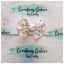 Load image into Gallery viewer, Easter Bunnies Blue Flowers Print Headwraps & Bows