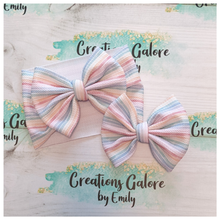 Load image into Gallery viewer, Vintage Rainbow Stripes Print Headwraps & Bows