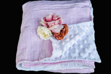 Load image into Gallery viewer, Embroidered Crib-Sized Seersucker Minky Blanket