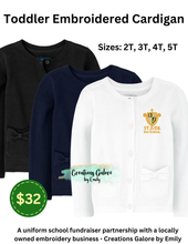 Load image into Gallery viewer, St. Jude's Embroidered Toddler Girls Cardigan

