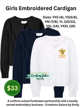 Load image into Gallery viewer, St. Jude's Embroidered Girls Cardigan
