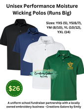 Load image into Gallery viewer, St. Jude's Embroidered Unisex Performance Moisture Wicking Polos *Runs Big*
