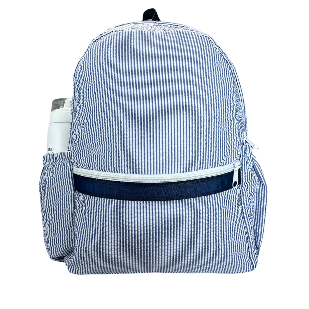 Mint Brand Personalized Seersucker Full Size Backpack (WITH POCKETS)