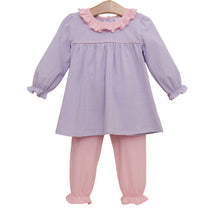 Load image into Gallery viewer, Audrey Bloomer Pants Set - Lavender Stripe &amp; Light Pink
