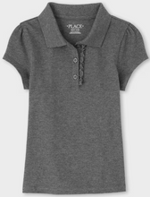 Load image into Gallery viewer, St. Jude's Embroidered Girls Ruffle Short Sleeve Soft Pique Polos
