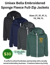 Load image into Gallery viewer, St. Jude&#39;s Embroidered Unisex Bella Sponge Fleece Full-Zip Jacket
