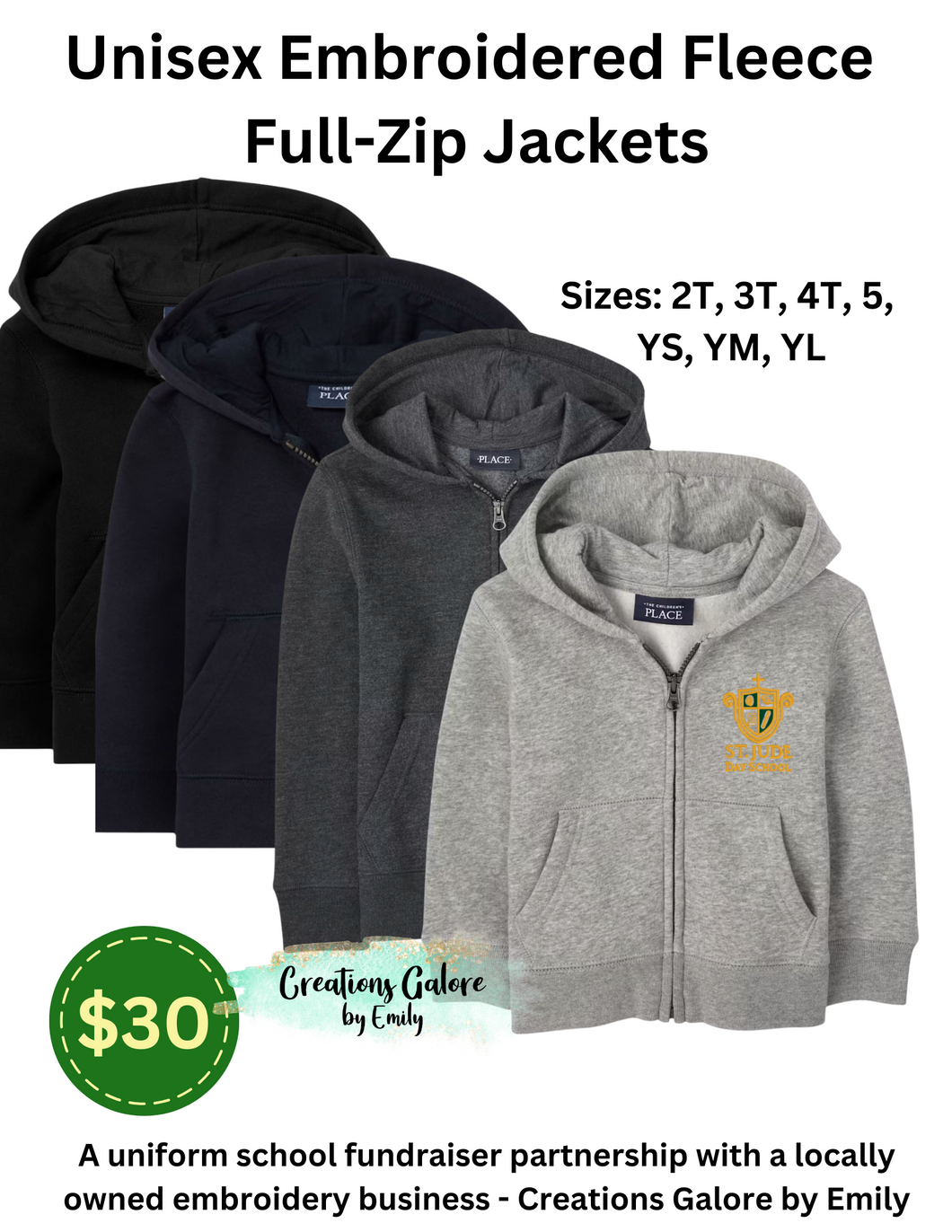 St. Jude's Embroidered Unisex Fleece Full-Zip Jacket