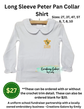 Load image into Gallery viewer, St. Jude&#39;s Embroidered Girls White Peter Pan Collar Shirt (short or long sleeve)
