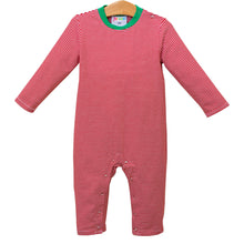 Load image into Gallery viewer, Thomas Romper - Red Stripe &amp; Green
