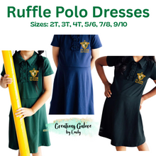 Load image into Gallery viewer, St. Jude&#39;s Embroidered Girls Ruffle Collar Polo Dress
