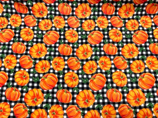 Pumpkins on Black White Plaid Gingham Print Headwraps & Bows
