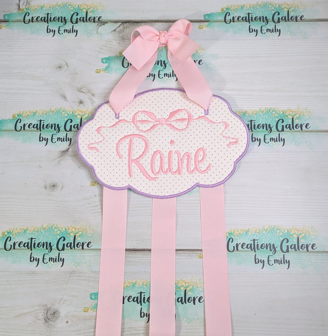 Custom Embroidered Large Bow Holder (8x12)